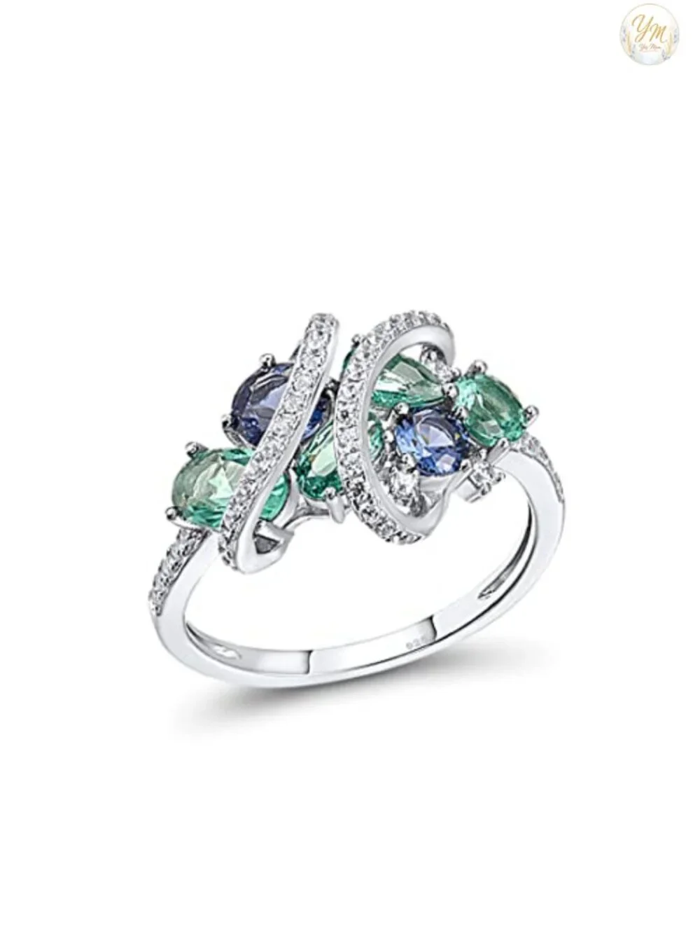925 Sterling Silver Twist Ring White Cubic Zirconia Statement Ring